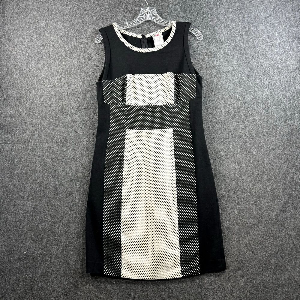 Yoana Baraschi Dress Women's 10 Black White Colorblock Polka Shift Antropologie